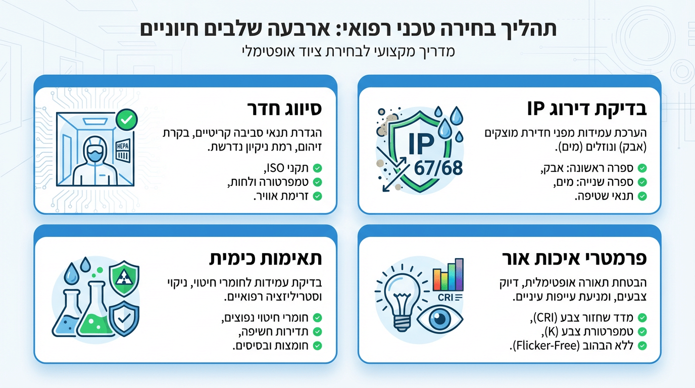 תהליך בחירת גוף תאורה לחדר נקי - המדריך המעשי