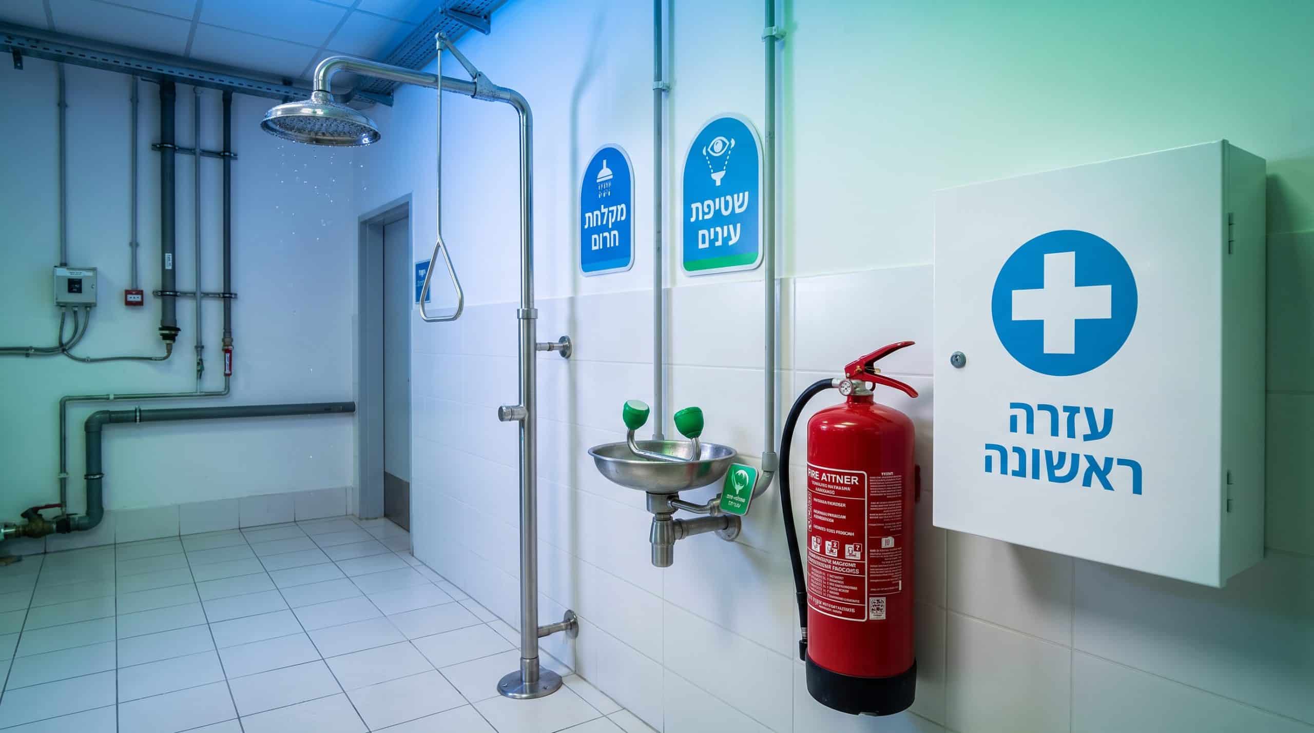 ציוד חירום במעבדה - מקלחות חירום ומשטפות עיניים לתגובה מיידית