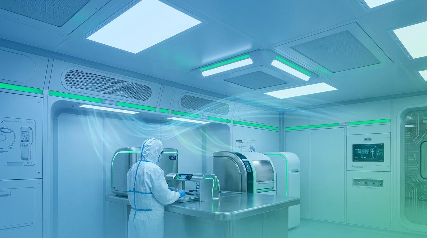תכנון תאורה מקצועי לחדרים נקיים תאורת LED לחדר נקי – תכנון מקצועי עם גופי תאורה אטומים ותואמי ISO