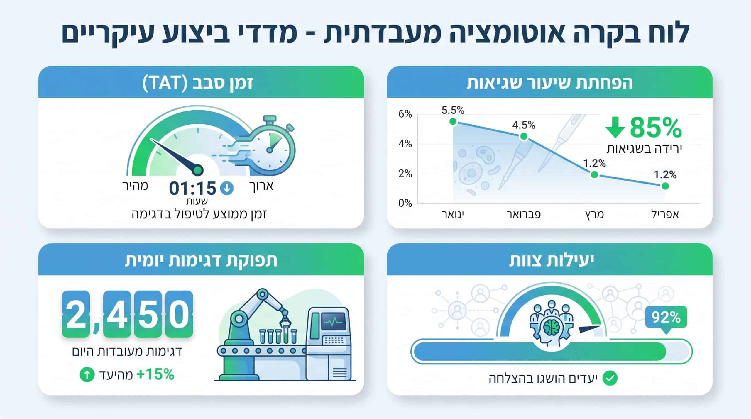 מדדים להערכת הצלחת פרויקט אוטומציה מעבדתית - KPI ותפוקה