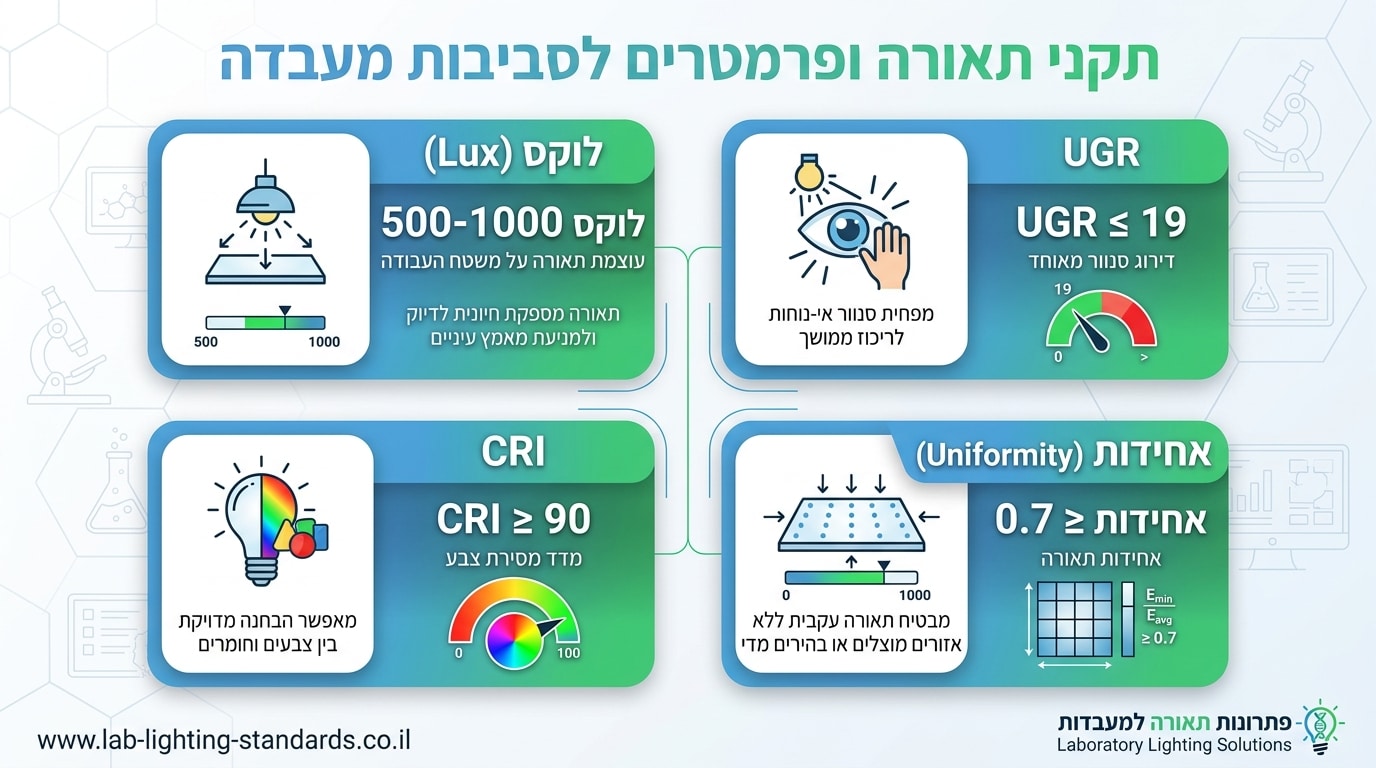 תקני תאורה למקומות עבודה ומעבדות תקנים לתאורה איכותית במקום עבודה – מעבדה עם תאורת LED מקצועית