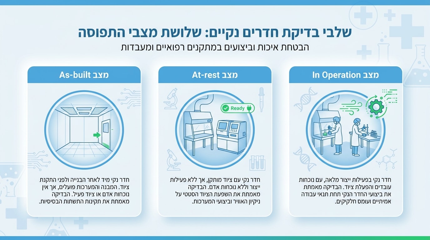 שלושת מצבי התפוסה בבדיקת חדר נקי - As-built At-rest In Operation